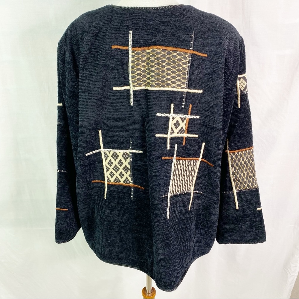 Vintage Black Velour Patchwork Jacket Chunky Butt… - image 5